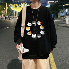 S6215-P28加绒款-P33秋季圆领卫衣男大码韩版宽松长袖外套，男装卫衣，电商A040