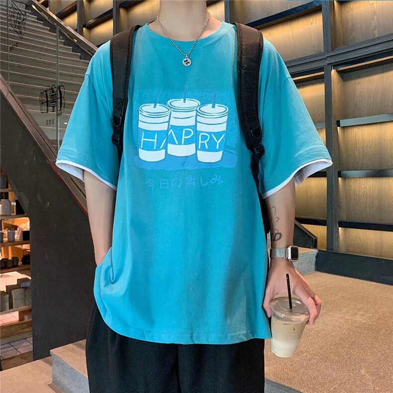 男圆领T恤假两件宽松短袖T064P25,男装T恤,星座1116-2