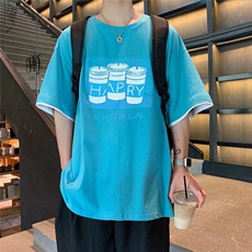 男圆领T恤假两件宽松短袖T064P25，男装T恤，星座1116-2