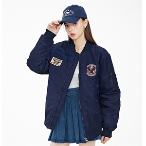 现货三色秋冬季潮牌夹克棉衣棒球服欧美街头飞行员外套情侣装