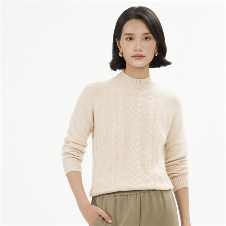 2024秋冬新款山羊绒衫女半高领加厚套头毛衣宽松针织打底衫,女装羊绒衫,巾兮羊绒