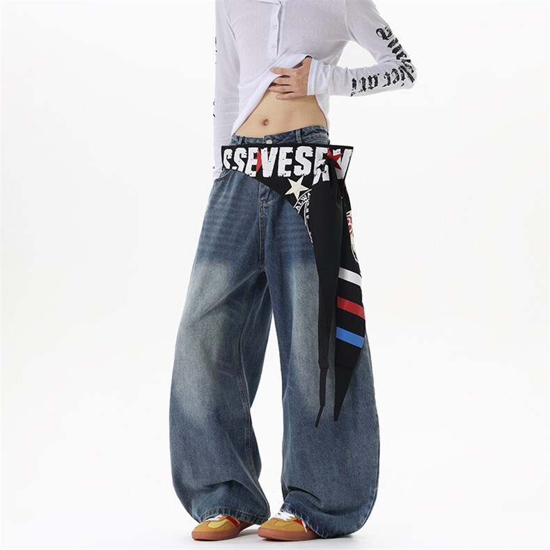 【现货】XZ1218(原611-3)BK7046特价P64美式屁帘绑带牛仔裤,男装牛仔裤,星座1218（原611-3）