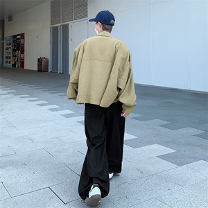 潮青春流行春秋ins夹克新款简约长袖潮流男日系标准方领原宿外穿图片