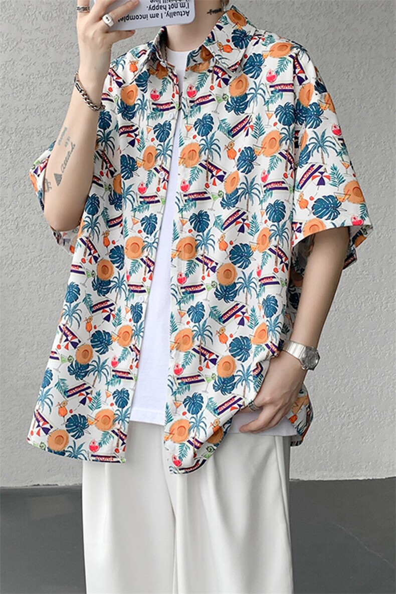 8XL-M花衬衫男短袖夏季薄款冰丝半袖宽松大码休闲外套DC28008P38,男装T恤,电商B312
