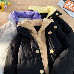 冬季青少年连帽假两件外套加绒加厚休闲简约棉衣棉服5303-P85图片