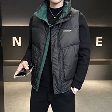 短款立领拼色羽绒马夹男休闲日系保暖外套马甲背心M73-P120，男装背心/马甲，电商A239