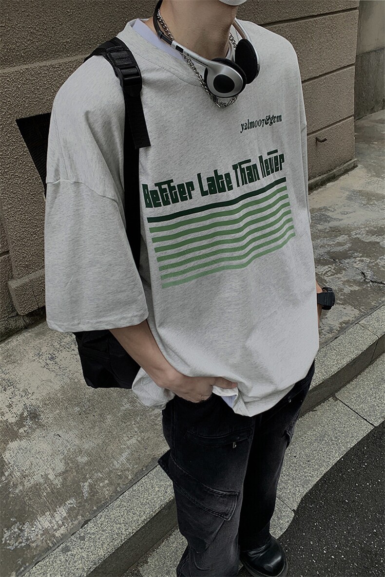 港风条纹印花大码短袖T恤男DT77773P18块特价控38：供抖音视频,男装T恤,星座227-7