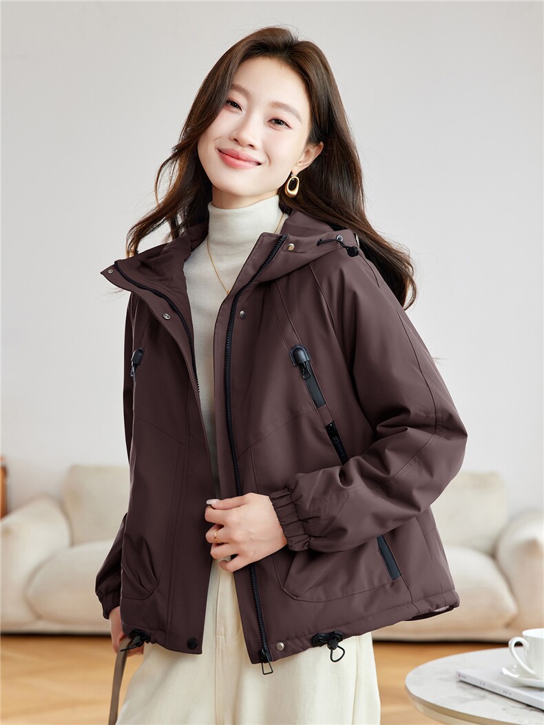 休闲连帽加绒加厚派克服外套女2025秋冬新款小个子短款宽松冲锋衣,女装棉衣/棉服,沐七七