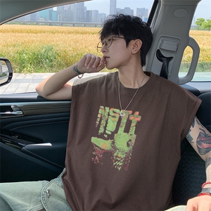 可48小时发货支持抖音得物来样二开240克重磅美式纯棉背心无袖t恤图片