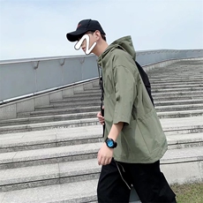 男连帽T恤五分袖T38P32，男装T恤，星座1116-2