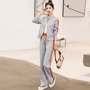现货-休闲时尚套装女2023春季新款洋气减龄气质百搭阔腿裤两件套图片