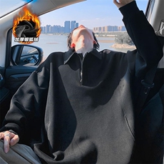 420g高克重曼巴棉加厚银狐绒半拉链卫衣男W5416J加绒特P55控108，男装卫衣，电商A001