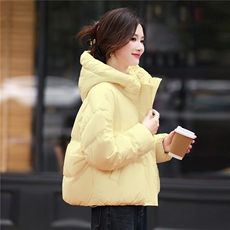 短款连帽羽绒服女2025年冬季新款小个子加厚保暖面包服白鸭绒外套，女装羽绒服，浙宝029