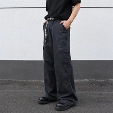 A436-6239E-P751282025秋冬新款重磅美式复古多口袋直筒裤，男装休闲裤，电商A436