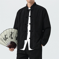男士外套灯芯绒夹克盘扣立领唐装风XZ1512-2501单夹克-P70，男装休闲套装，星座1512