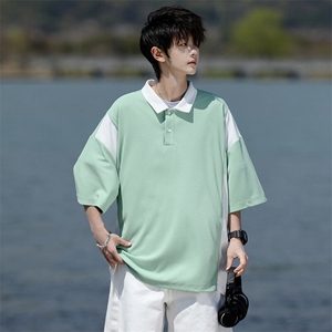 8XL-M拼接撞色短袖t恤男款夏季新款半袖POLO衫加肥加大码DT004P38图片
