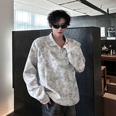 现货新款设计星星铆钉拉链立领休闲春款卫衣高街立领卫衣特P49，男装卫衣，电商B319