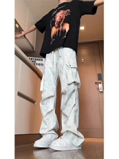 休闲脏脏裤扎染工装裤冰丝褶皱长K383-P38，男装工装外套，星座703