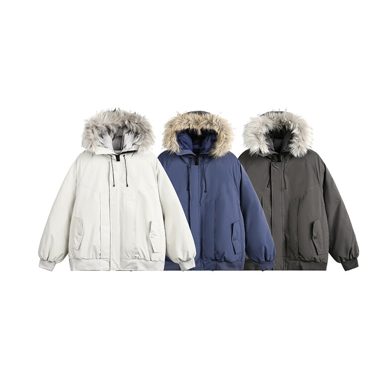 简约基础派克连帽毛领棉服--5679 278图片