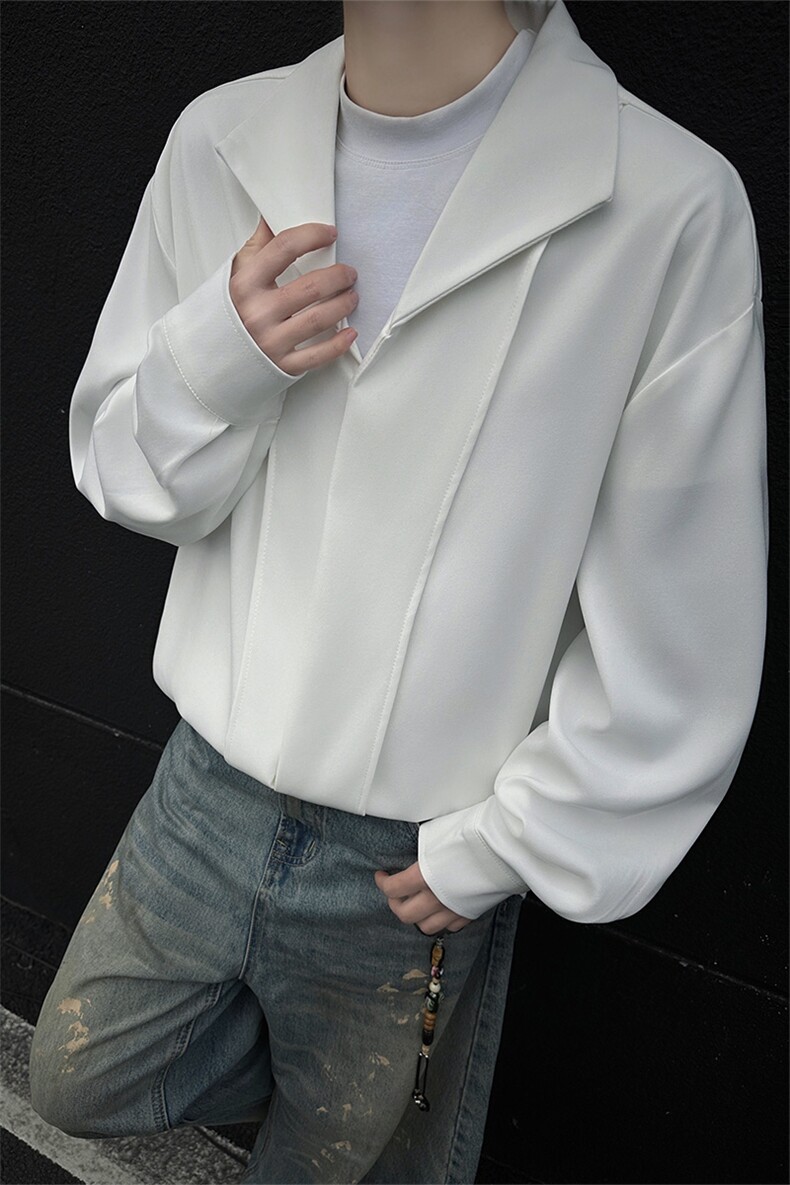 休闲衬衫男生短袖高级感宽松免烫衬衣韩系cleanfit上衣,男装T恤,电商B319