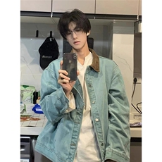 J36-P85美式复古工装夹克男女2025春秋冬新款翻领撞色高街，男装T恤，电商B323A