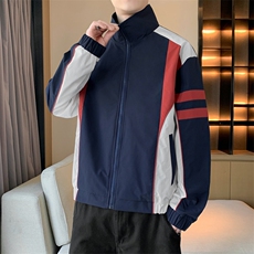 潮牌美式撞色拼接运动立领外套男宽松百搭夹克JK01573-P73，男装夹克，星座308B-2