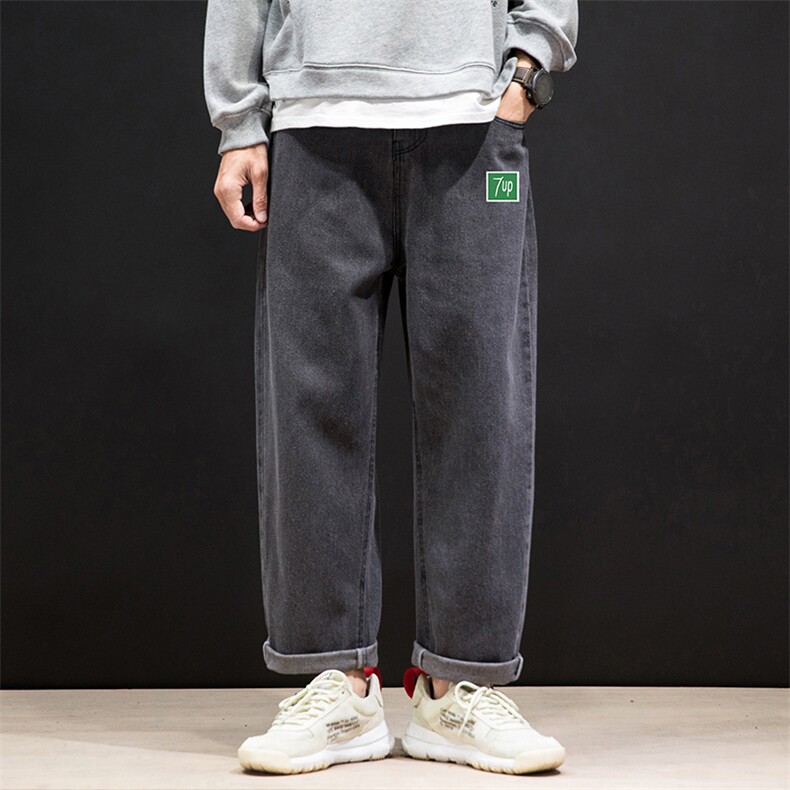NK46058-P45加绒-P55百搭牛仔裤男士宽松九分裤男直筒裤子男,男装牛仔裤,电商A040A