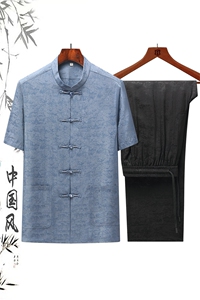 DR2101钱塘2020-2夏季新款短袖男士唐装套装时尚风两件套P110图片