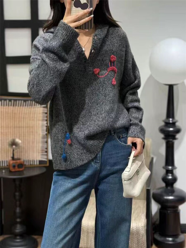 2025年秋季连帽通勤套头单件时尚百搭通勤简约休闲,女装羊绒衫,初婷羊绒