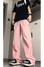 美式褶皱西裤降落伞兵工装男夏薄款休闲裤冰丝速干阔腿裤KZ045P35，男装休闲裤，电商B312