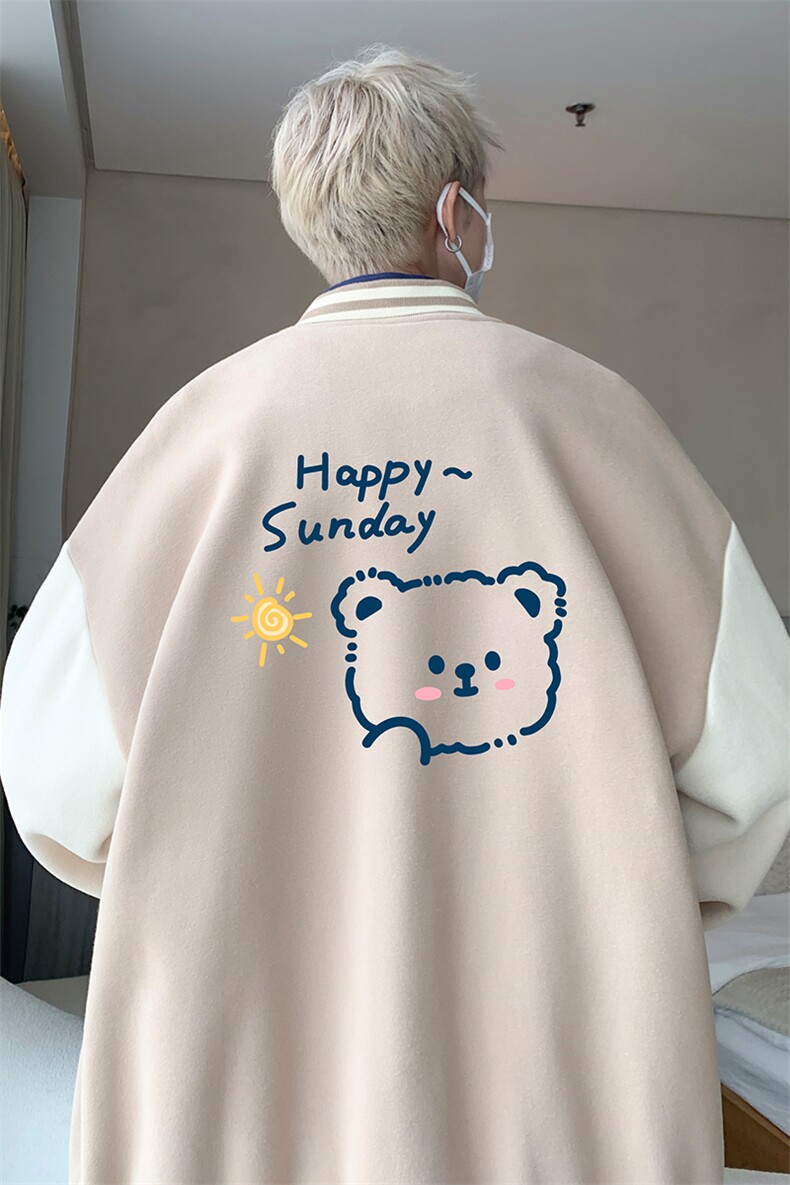摇粒绒棒球服男大码开衫卫衣男夹克BF86309-P65,男装夹克,电商A040