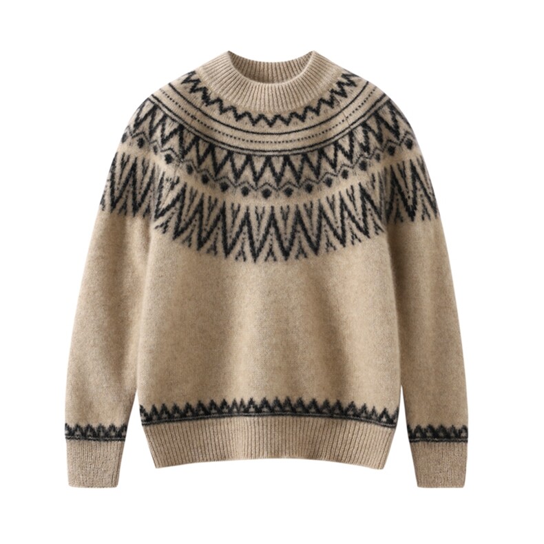 新款百搭提花休闲圆领羊毛套衫，童装儿童羊毛衫，鑫贝羊绒