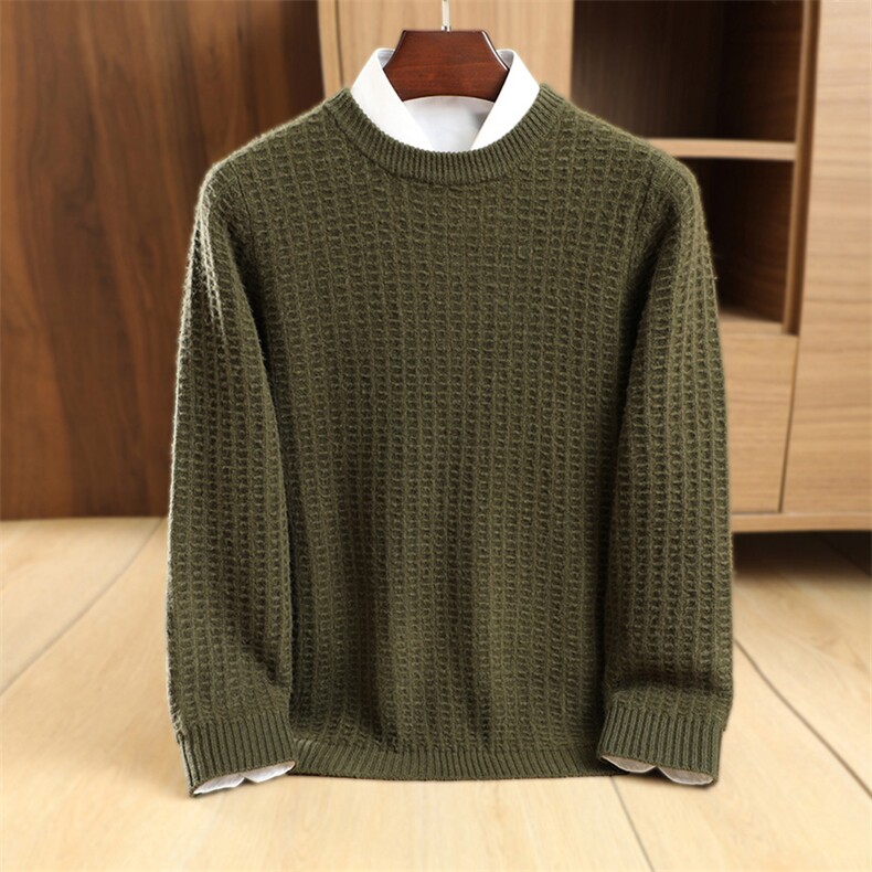 时尚男士秋季新款圆领羊毛衫都市成熟质感高级休闲百搭款，男装羊毛衫，鹿一羊绒