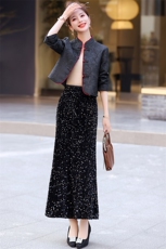 新中式国风提花盘扣外套女2025春秋新款修身气质改良唐装短款上衣，女装套装/套裙，罗腾