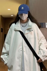 大码pu皮衣夹克钢印美式女复古oversize显瘦设计感情侣机车外套秋，女装皮衣，星座226-2