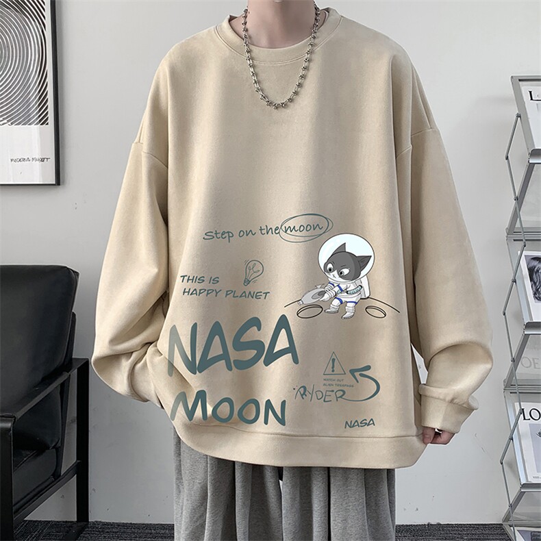 NASA联名同款麂皮绒卫衣男大码重磅长袖t恤男 JW81187-P35图片