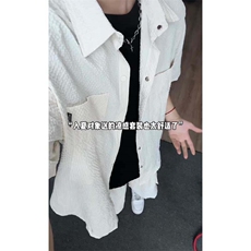 夏季林社长同款泡泡格短袖男女工装短袖衬衫套装TZ555-P55，男装T恤，电商A128