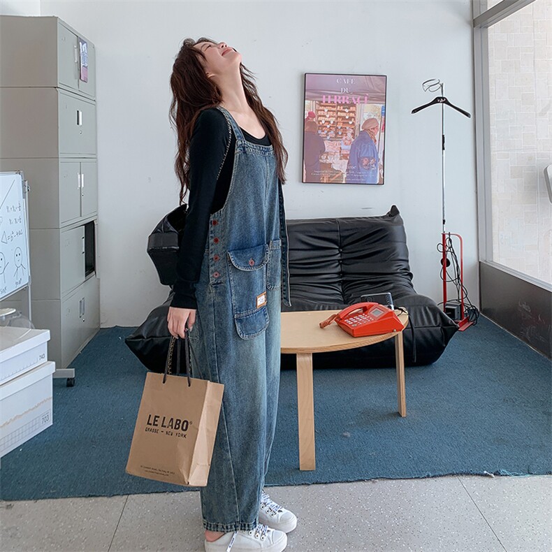 新品休闲牛仔背带裤A568-P140K198,女装牛仔裤,2C073