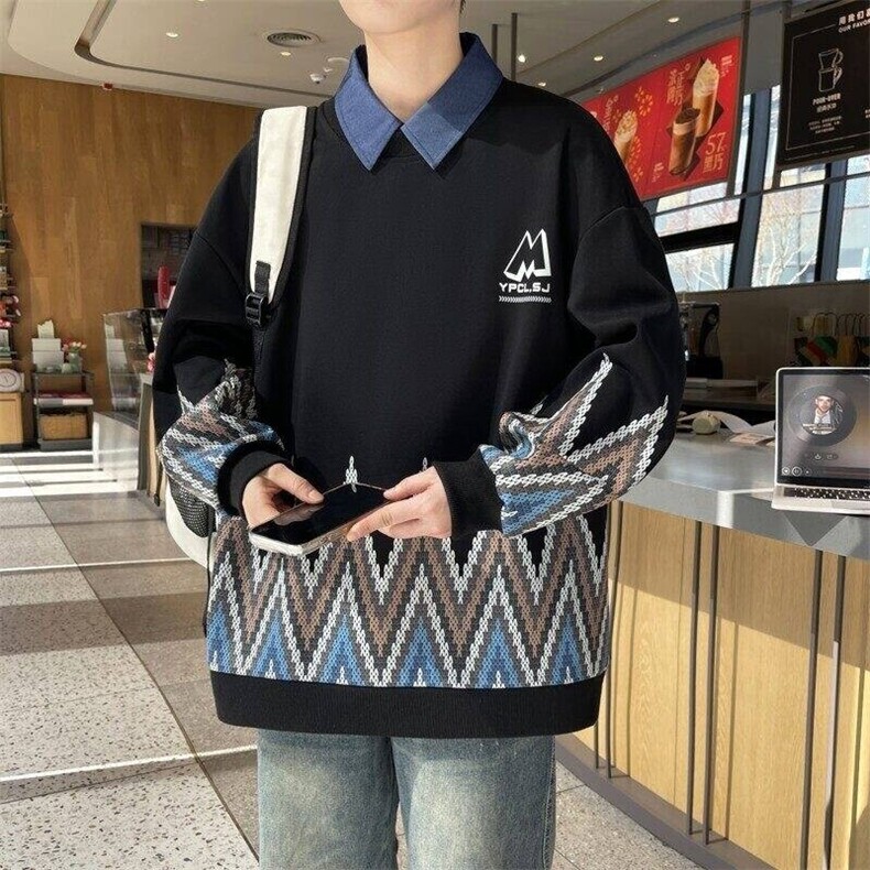 W25209-特P50港风学生青少年外套2026春秋时尚休闲卫衣男打底衫,男装卫衣,电商D310B