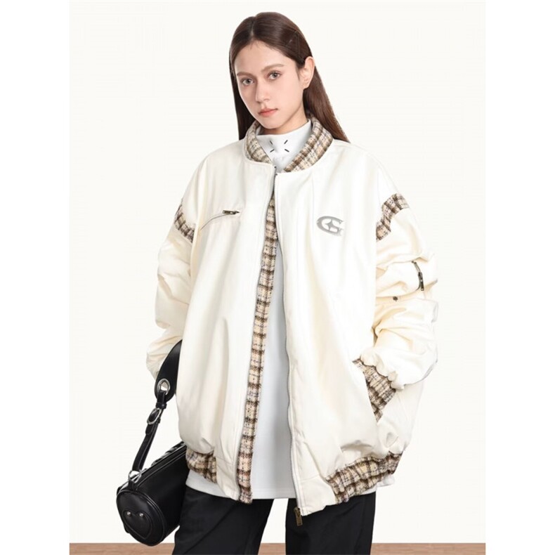W11024-P73网图现货春季新款美式复古拼接棒球服飞行员夹克外套,男装夹克,星座1608