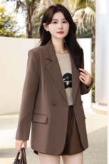 专柜正品尾货捡漏女2023秋季翻领后背开叉收腰小西装休闲修身外套，女装短外套，然然