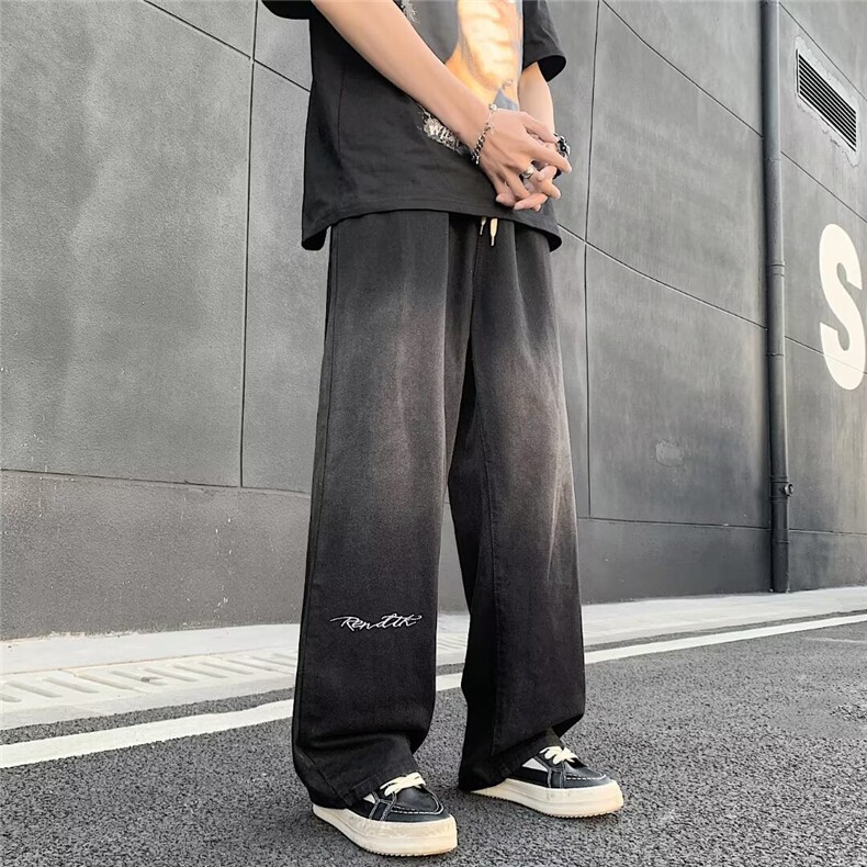 美式复古直筒牛仔裤男春秋新款设计感宽松阔腿裤N0836-P40,男装牛仔裤,星座308B-1