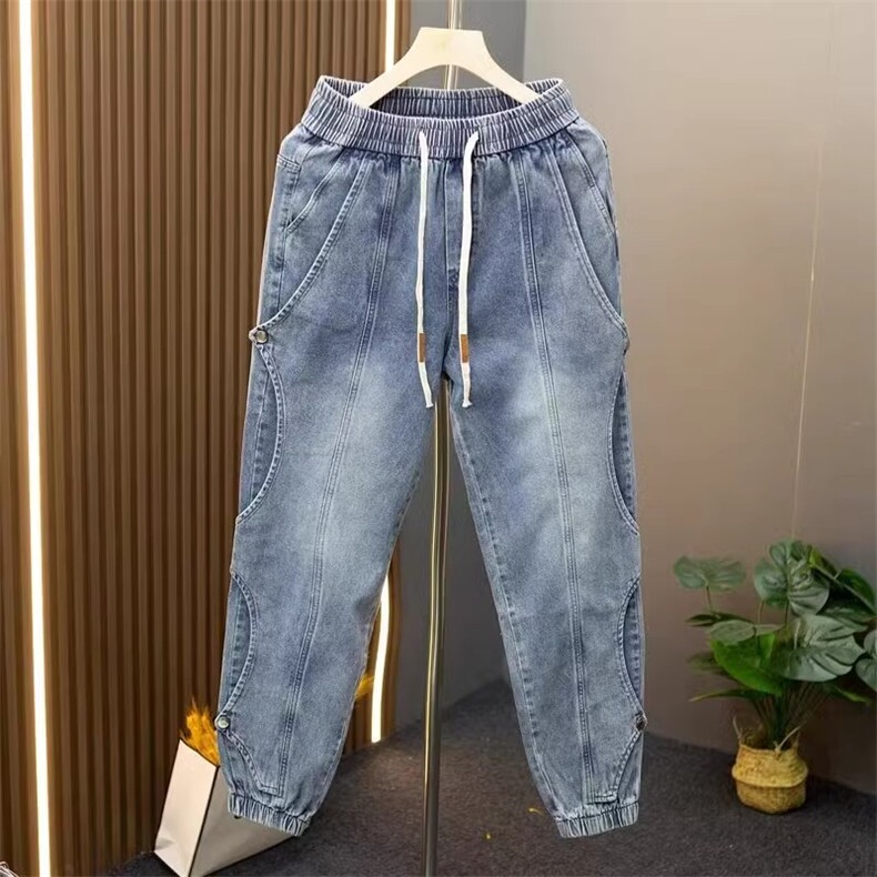 1506-1/KT11251/P52潮流怀旧复古色拼接小直角牛仔裤男士百搭时尚图片