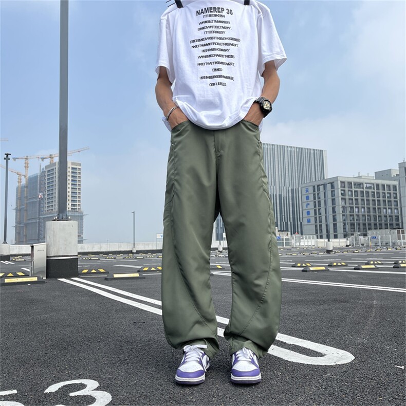 春季新款男士时尚潮流立体裁剪大口袋弯刀休闲裤小众慵懒风阔腿裤,男装休闲裤,星座218-1（原230）