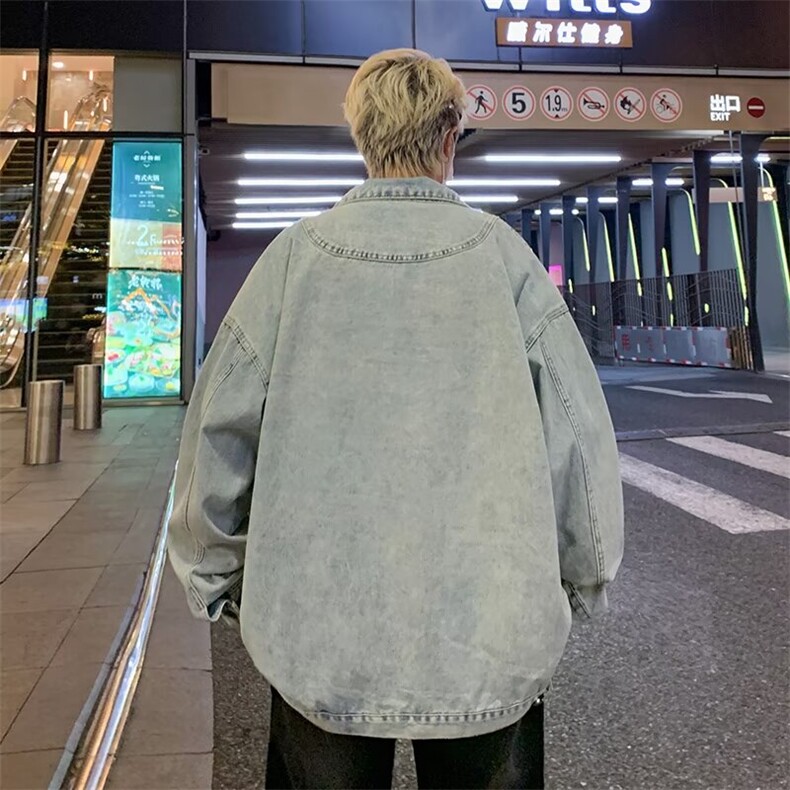 2024美式复古拼接三杆牛仔设计感休闲夹克外套WT461-P71,男装工装外套,星座313A-2