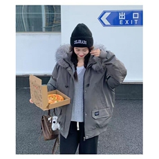 25@美式复古大毛领工装羽绒棉服外套秋冬派克服棉衣H993-P109网图，男装棉衣，电商B245