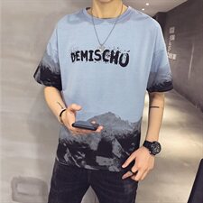 2021夏季短袖T恤男店主风宽松休闲衣服圆领体恤男A313-8326-P45，男装T恤，电商A313