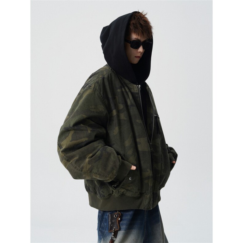 706-LK9633-P108  加棉P118  现货 冬季美式假两件连帽棉服外套图片