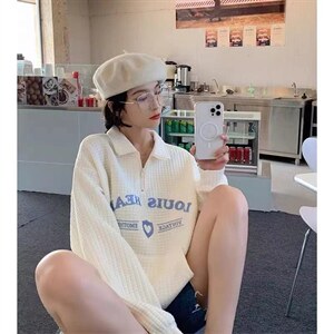 玉米格刺绣立领卫衣,女装卫衣/绒衫,妤沫 Yumo