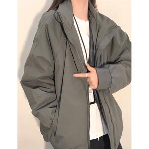 现货美式高街休闲夹克冬季三防立领纯色户外工装加厚棉服外套图片